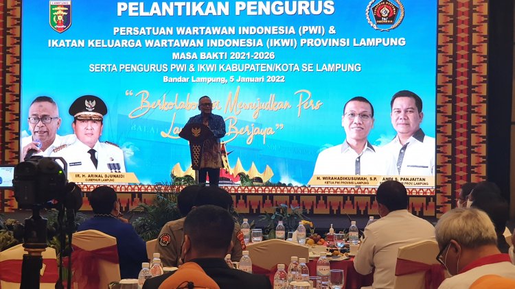 Ini Pesan Ketua PWI Pusat, Saat Melantik Pengurus PWI Provinsi Lampung  Periode 2021-2026