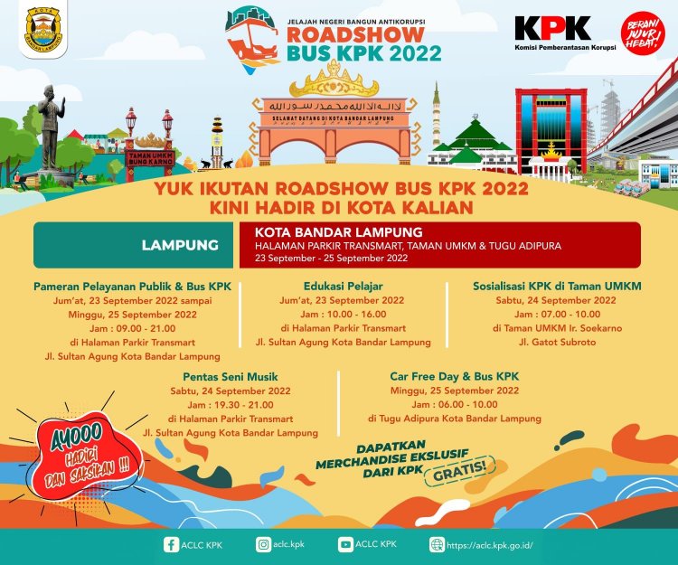 Roadshow Bus KPK Siap Sebarkan Semangat Antikorupsi di Kota Bandarlampung