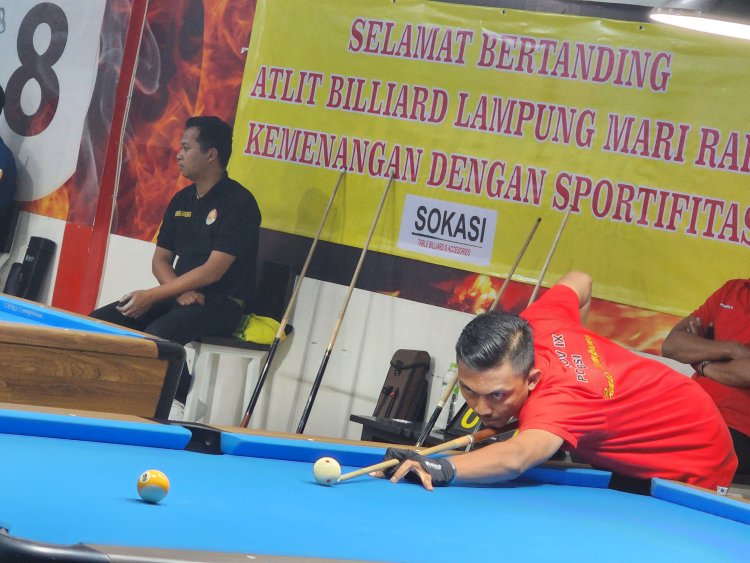 Mulyansyah dan  Michael Atlit Billyard Porprov IX Asal Bandar Lampung Adu Kuat di Final