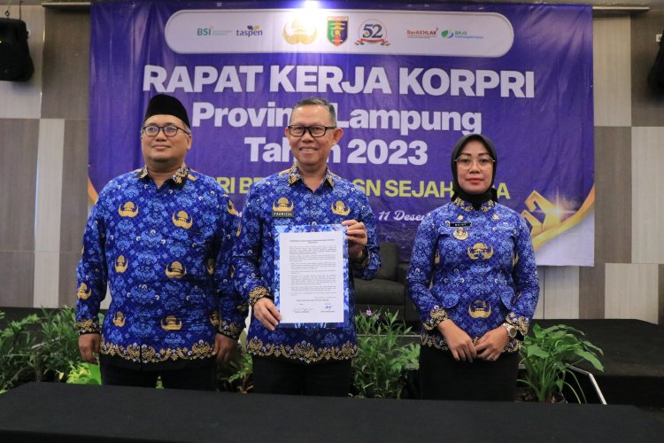 Sekretaris Daerah Provinsi Lampung Buka Rapat Kerja Korpri Provinsi Lampung Tahun 2023