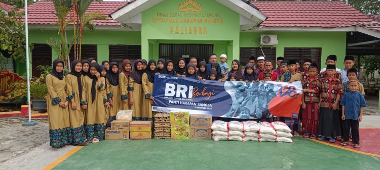 HUT ke-128, BRI Kalianda Salurkan Paket Sembako ke Panti Harapan Bangsa