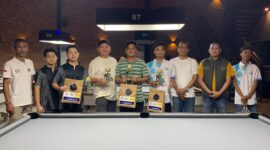 Ketua PWI Lampung dan Pengusus POBSI Lampung Poto Bersama para Juara Open Turnamen Biliar yang di Laksanakan di Rumah Billiar Opra Bandar Lampung ( Poto Liem).