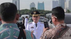 Wali Kota Metro H. Bambang Iman Santoso memberikan keterangan pers usai di lantik sebagai Walikota Metro oleh Presiden RI Prabowo Subianto ( dok humas pemkot Metro).