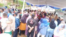 Operasi Pasar Murah Bersubsidi di Desa Kelawi, Kecamatan Penengahan, Lampung Selatan, ramai di dominasi para kaum emak - emak, Senin, 10/3/2025. (Foto.Dok.Disdagperind Lamsel)