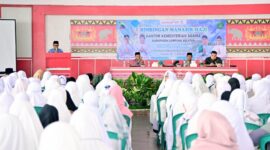 Para JCH asal Lampung Selatan tengah mengikuti manasik haji beberapa waktu lalu. Foto.Diskominfo Lamsel
