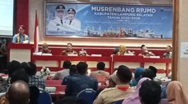 Bupati Lamsel Radityo Egi Pratama tengah memberikan sambutan dalam kegiatan musrenbang RPJMD tahun 2025 -2029. Foto.Juwantoro
