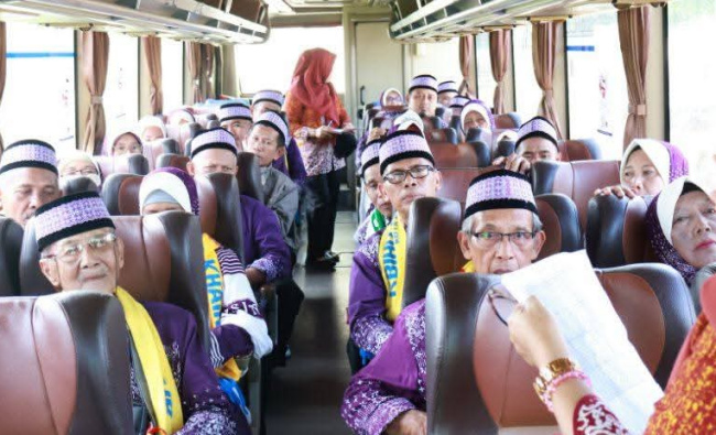 Puluhan calon jemaah haji Lampung Utara bersiap diberangkatkan ke tanah suci. dok kominfo