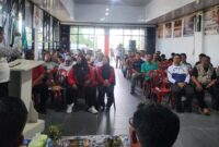 Wakil ketua 1 KONI Lampung Amalsyah Tarmizi saat memberikan sambutan di Musorkablub KONI Lamsel ( Poto: Muslim Pranata