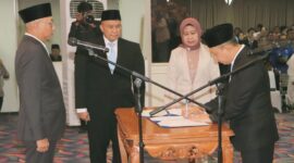 Gubernur Lampung Rahmat Mirzani Djausal resmi melantik Dr. Marindo Kurniawan, S.T., M.M.Sebagai Sekdaprov ( ist).