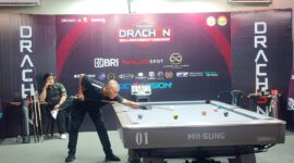 Salah satu peserta Turnamen 9 Ball Open Handicap yang di gelar rumah billyard Drachen (poto Liem).