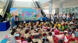 Anak - Anak PAUD, TK dan SD ikuti lomba merwarnai yang diselenggarakan Mall Anjungan Agung Pelabuhan Eksekutif Bakauheni bersama Indomaret, Minggu, 26 Juli 2025. (Foto. ist)