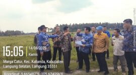 Jajaran Pemkab Lamsel tinjau lokasi lahan untuk SMA Unggulan. (Foto.Ist)