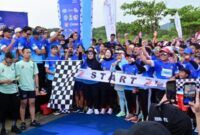 Peserta Krakatau Beach Run 2025, siap melakukan star, Minggu, 24 Agustus 2025. (Foto.Diskominfo Lamsel)