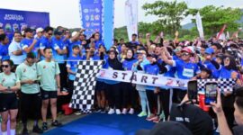 Peserta Krakatau Beach Run 2025, siap melakukan star, Minggu, 24 Agustus 2025. (Foto.Diskominfo Lamsel)