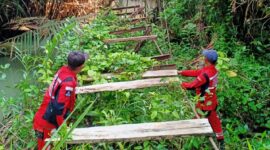 Poto: Gubernur Lampung turun langsung melihat kondisi Jembatan Gantung Tampang Muda di Kecamatan Pematang Sawa, Tanggamus. 