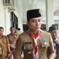 Bupati Lampung Selatan Radityo Egi Pratama, tengah diwawancarai usai melepas pramuka koncab jambore dareah