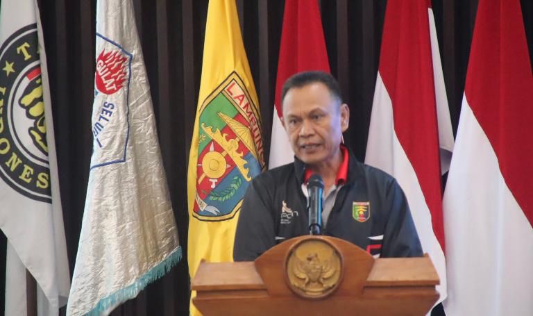Poto: Ketua Umum Komite Olahraga Nasional Indonesia (KONI) Provinsi Lampung, Taufik Hidayat,