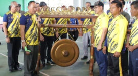 Wakil Ketua II KONI Provinsi Lampung, Riaagus Ria, saat membuka Porkab Tulang Bawang ( dok KONI Lampung).