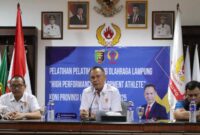 Ketua Umum KONI Lampung Taufik Hidayat saat memimpin rapat Pelatihan Pelatih Cabang Olahraga Lampung,  High Performance Development Athlete Tahun 2025,