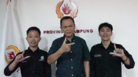 Poto: Ketua Umum KONI Provinsi Lampung, Taufik Hidayat, bersama Pimpinan Wilayah (PW) Pagar Nusa Lampung (dok KONI lampung).