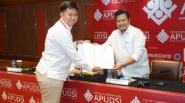 Poto: Akbar Bintang Putranto saat ditetapkan ketua APUDSI Lampung ( IST)