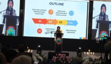 Wagub Lampung Jihan Nurlela, tengah memberikan sambutan dalam musrenbang RKPD Lamsel. (Foto.Juwantoro)