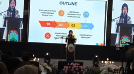 Wagub Lampung Jihan Nurlela, tengah memberikan sambutan dalam musrenbang RKPD Lamsel. (Foto.Juwantoro)