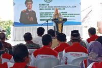 Jaksa Agung Muda Bidang Intelijen (Jamintel) Kejaksaan Agung RI Reda Manthovani tengah memberikan sambutan dalam kegiatan safari ramadan dan Optimalisasi Jaga Desa. (Foto.Juwantoro)