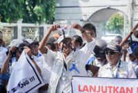 Poto; massa buruh Pelabuhan Panjang yang menyampaikan aspirasi (ist).