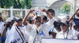 Poto; massa buruh Pelabuhan Panjang yang menyampaikan aspirasi (ist).