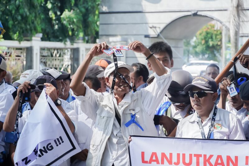Poto; massa buruh Pelabuhan Panjang yang menyampaikan aspirasi (ist).