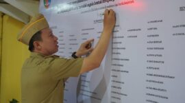 Poto: Sekda Marindo Kurniawan saat pencanangan Pembangunan Zona Integritas menuju Wilayah Bebas dari Korupsi ( dok Kominfo Prov Lampung).