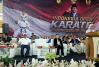 Poto: Kadispora Porov Lampung Meiry Harika Sari membuka kejuaraan karate Indonesia Open Championship 2026 (Dok HUMAS KONI Lampung).