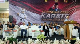 Poto: Kadispora Porov Lampung Meiry Harika Sari membuka kejuaraan karate Indonesia Open Championship 2026 (Dok HUMAS KONI Lampung).