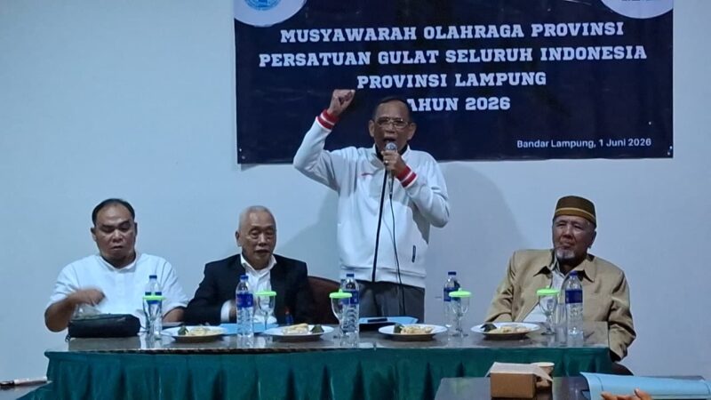 Wakil Ketua 1 KONI Lampung Margono Tarmudji membuka Musprov PGSI Lampung 2026 (dok KONI Lampung).
