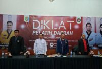 Poto: Wakil Ketua Umum II KONI Lampung Riagus Ria menghadiri pembukaan diklat  Pendidikan dan Pelatihan Taekwondo Indonesia (dok HUMAS KONI Lampung).