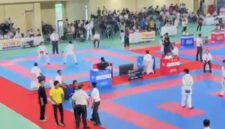 Poto: Kejuaraan Karate yang berlangsung di Gor Siger Wayhalim Kota Bandar Lampung (ist).