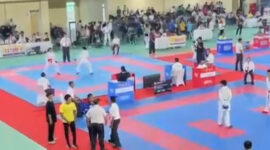 Poto: Kejuaraan Karate yang berlangsung di Gor Siger Wayhalim Kota Bandar Lampung (ist).