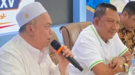 Poto: Manajer Karya Jurnalistik PWI Lampung, Firmansyah Y. Alfian memberikan semangat kepada peserta seleksi Jurnalitik (dok Humas Porwanas Lampung).
