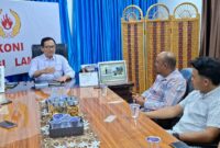 Poto: Wakil ketua II KONI Lampung Riagus Ria saat menerima Ditintelkam Polda Lampung (dok HUMAS KONI Lampung).