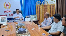 Poto: Wakil ketua II KONI Lampung Riagus Ria saat menerima Ditintelkam Polda Lampung (dok HUMAS KONI Lampung).