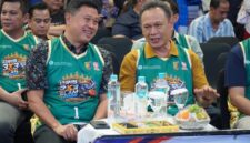 Ketua KONI Lampung Taufik Hidayat saatenghadiri gelaran QRIS 3x3 Siger Slam 2026 di Mall Bandar Lampung, (dok Humas KONI).