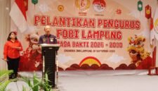Poto: Wakil Ketua Umum IV KONI Lampung, Ahmad Cherisna Putra saat membuka acara pelantikan ketua FOBI Lampung periode 2026–2030 (ist).